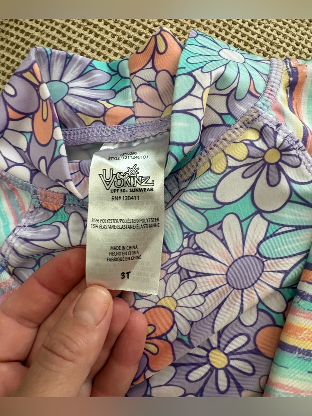 Skin Girls Daisy Swim Set in Lavender, Mint & Peach - Picture 3 of 5